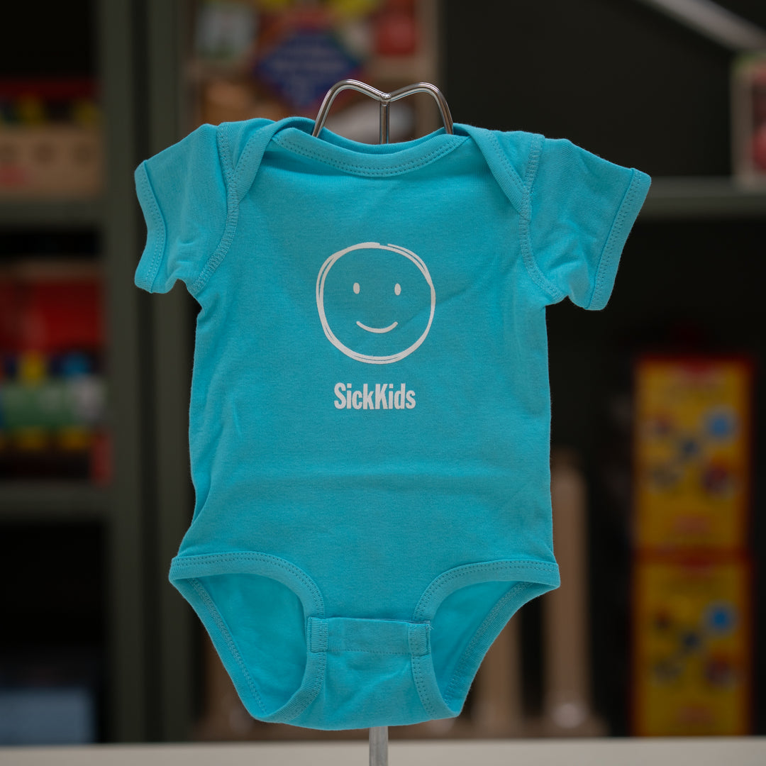 Infant<br> SickKids Onesie<br> Smiley Face<br> Aqua Blue