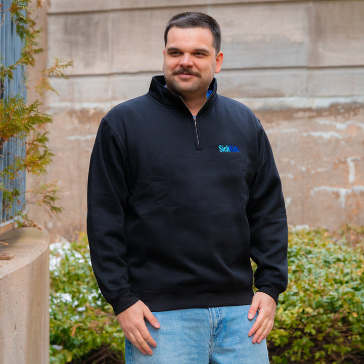 Adult SickKids<br> Quarter Zip Sweater<br> Black