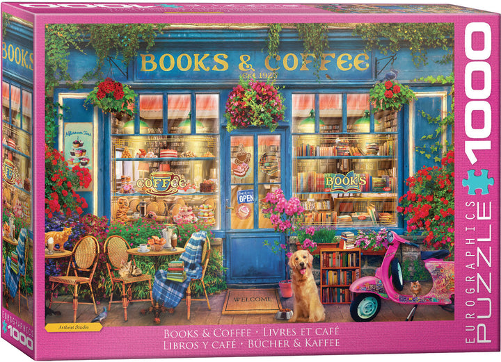 Jigsaw Puzzle<br> 1000 Pieces<br> Books & Coffee