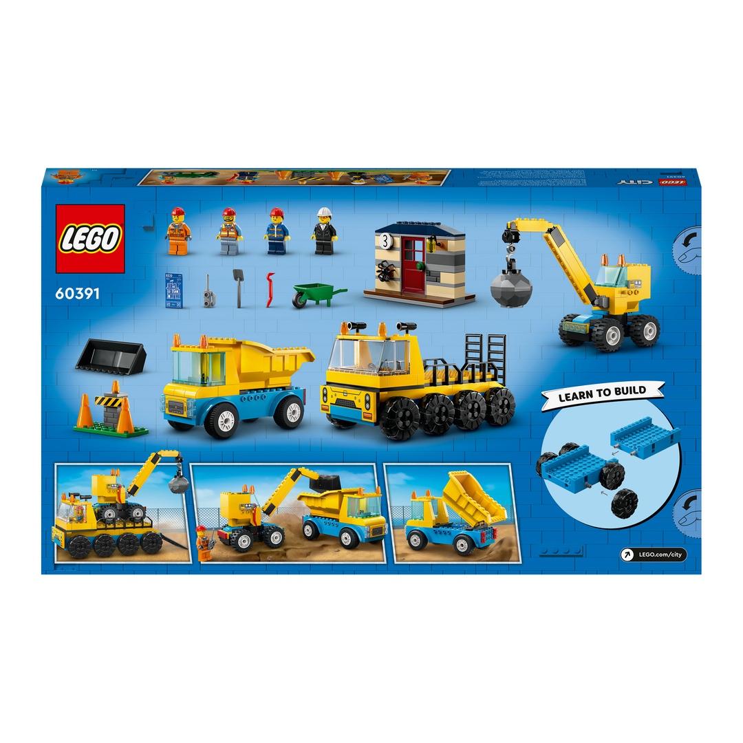 LEGO City<br> Construction Trucks and Wrecking Ball Crane<br> 60391