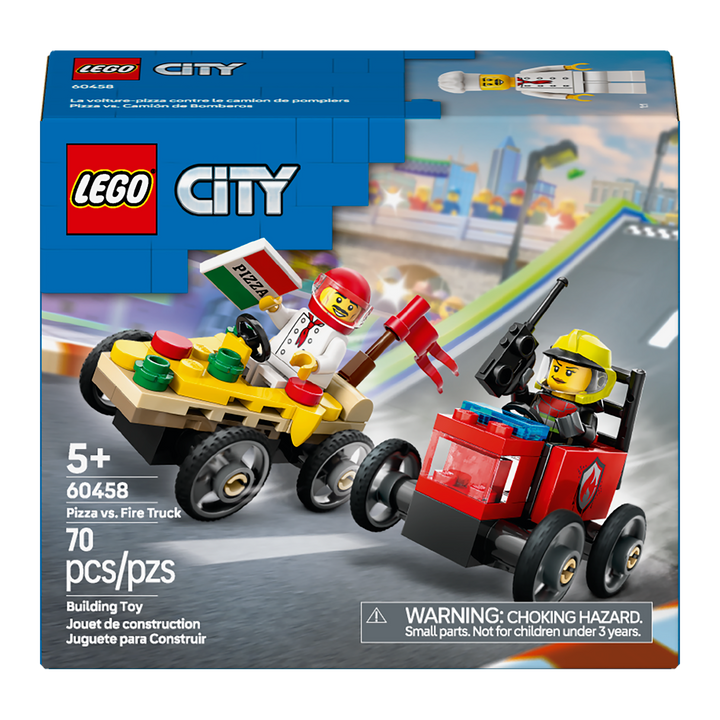 LEGO City<br> Pizza vs. Fire Truck Race Car Pack<br> 60458
