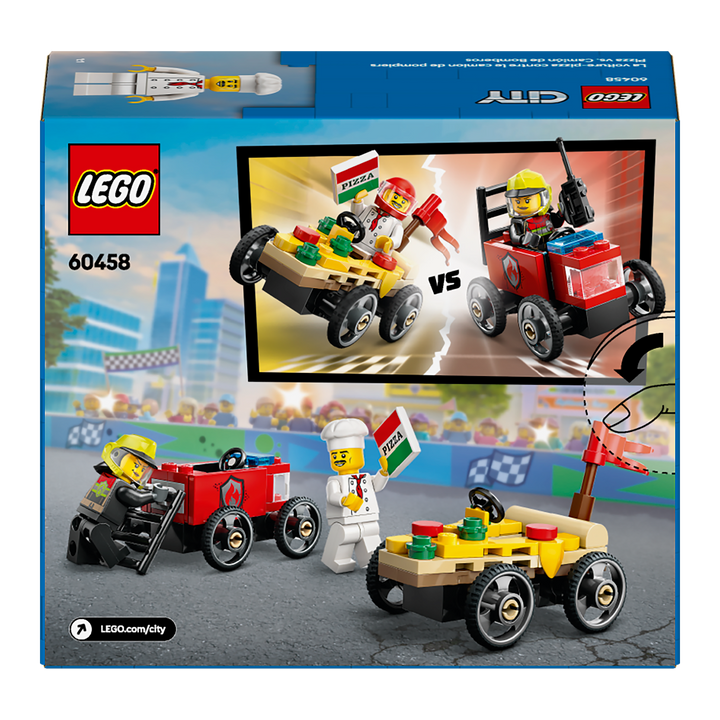 LEGO City<br> Pizza vs. Fire Truck Race Car Pack<br> 60458