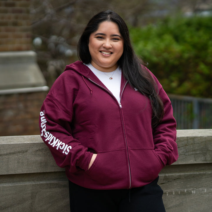 Adult<br> Full-Zip Hoodie<br> SickKids (Maroon)
