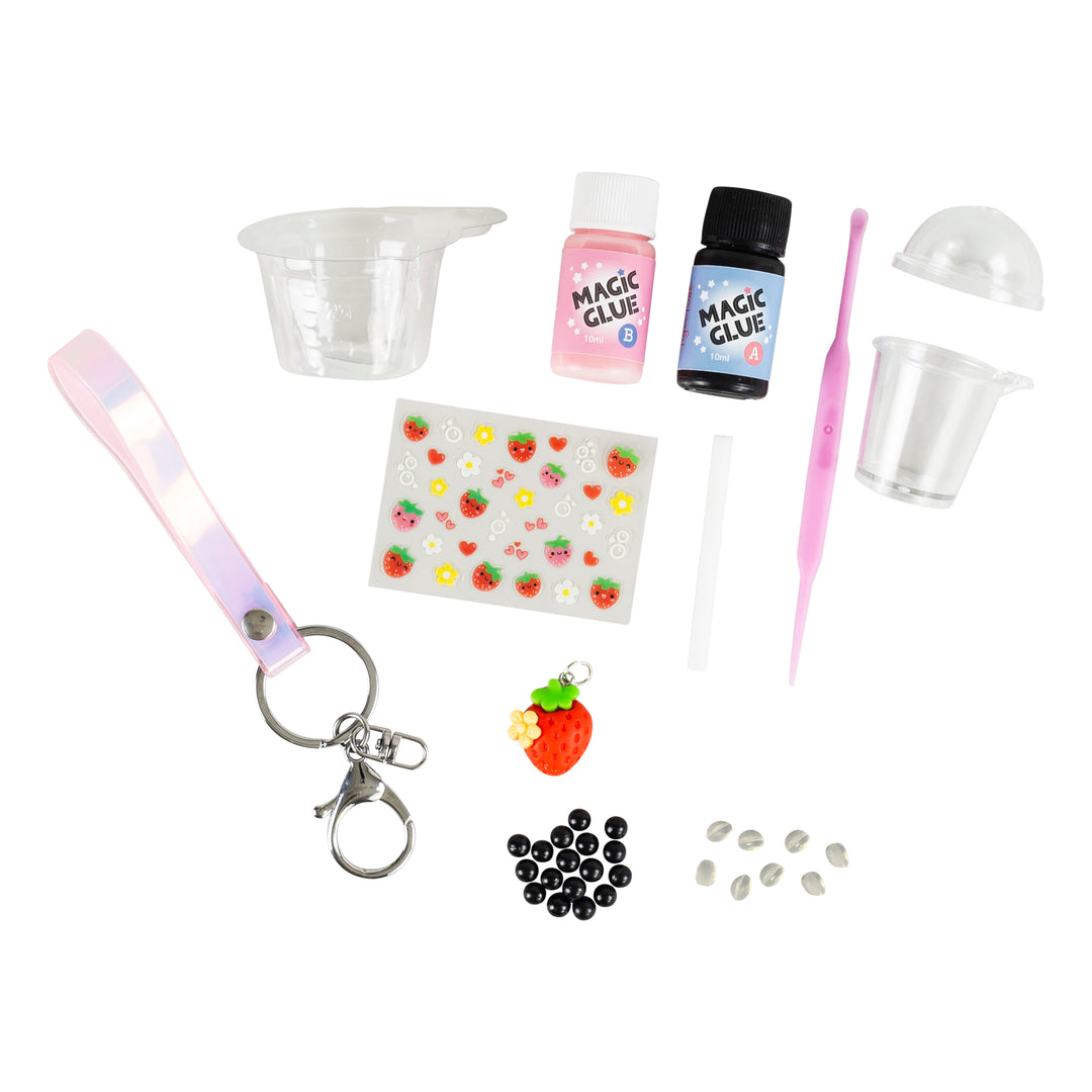 Tiger Tribe<br> Bag Charm Kit<br> Strawberry Bubble Tea