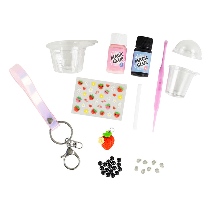 Tiger Tribe<br> Bag Charm Kit<br> Strawberry Bubble Tea