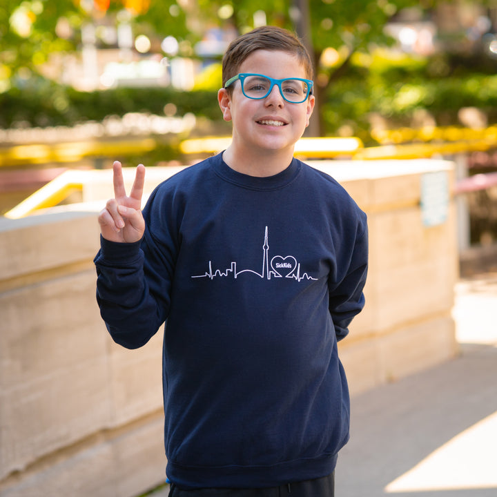Youth SickKids Crewneck Sweater (Skyline/Navy Blue)