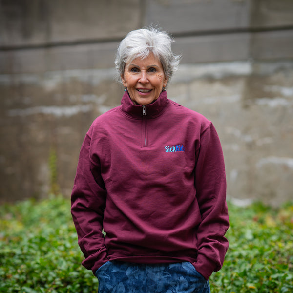 Adult SickKids<br> Quarter Zip Sweater<br> (Maroon)
