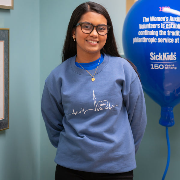 Adult SickKids<br> Skyline Crewneck<br> Steel Blue