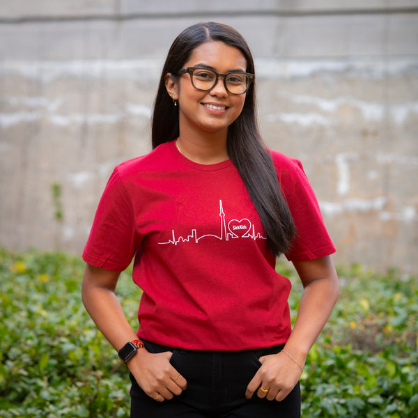 Adult SickKids<br> Skyline T-Shirt<br> (Dark Red)