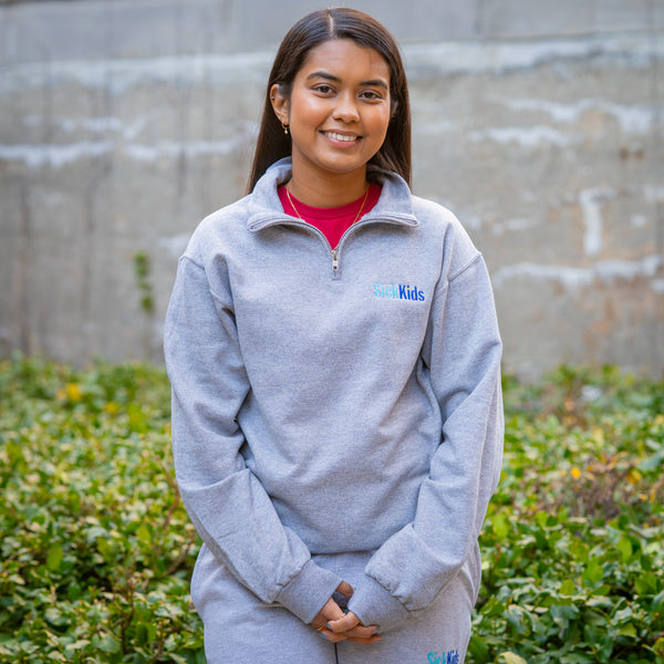 Adult SickKids<br> Quarter Zip Sweater<br> (Light Gray)