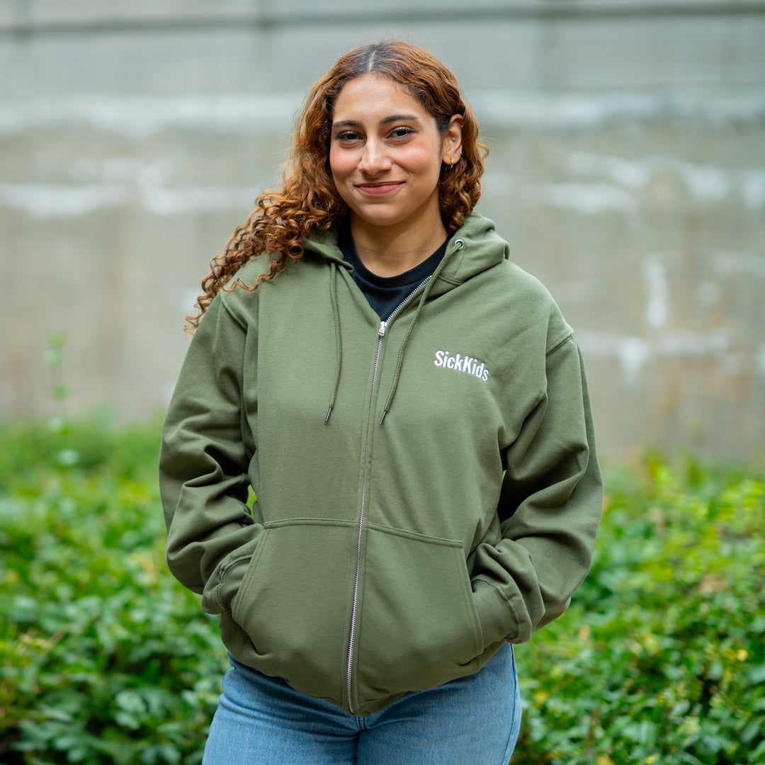 Adult SickKids<br> Full-Zip Hoodie<br> (Military Green)