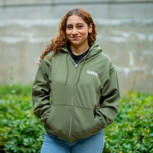 Adult SickKids<br> Full-Zip Hoodie<br> (Military Green)