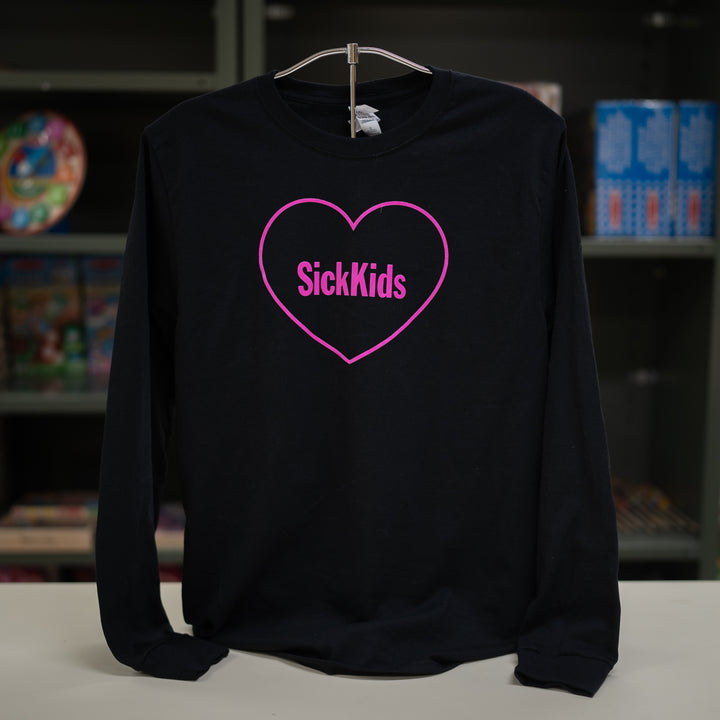 Adult Long-Sleeve Shirt<br> SickKids Heart<br> (Black)