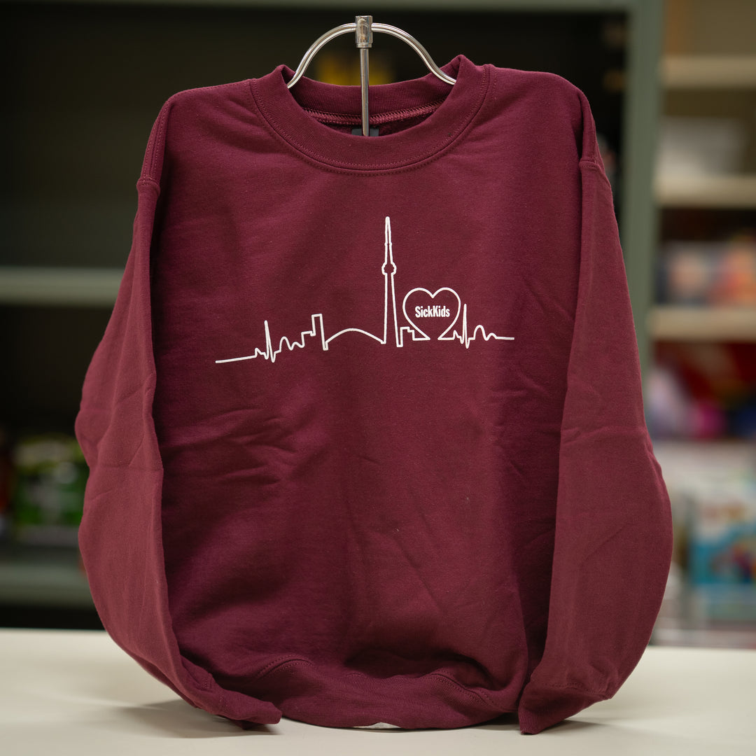 Youth SickKids Crewneck Sweater (Skyline/Maroon)