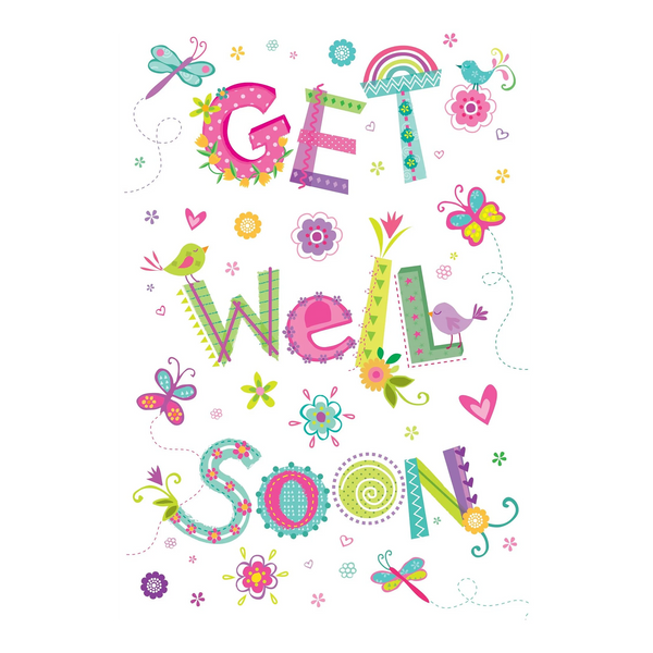Greeting Card<br> Get Well Soon<br> Sparkle Floral