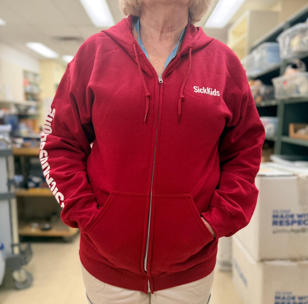 Adult<br> Full-Zip Hoodie<br> SickKids (Red)