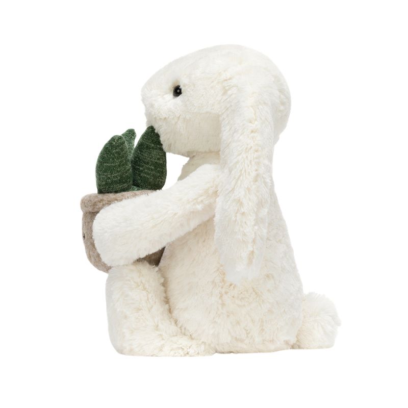Jellycat<br> Cream Bunny with Plant (12")