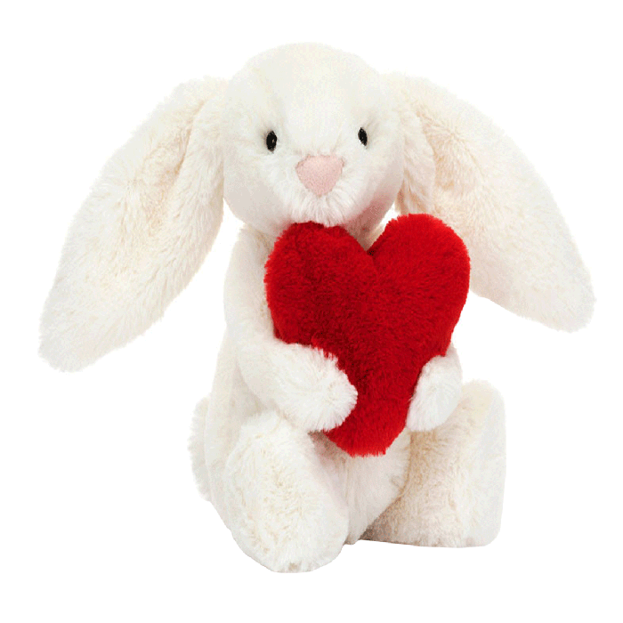 Jellycat<br> Bashful Bunny<br> Red Love Heart<br> Medium (12")