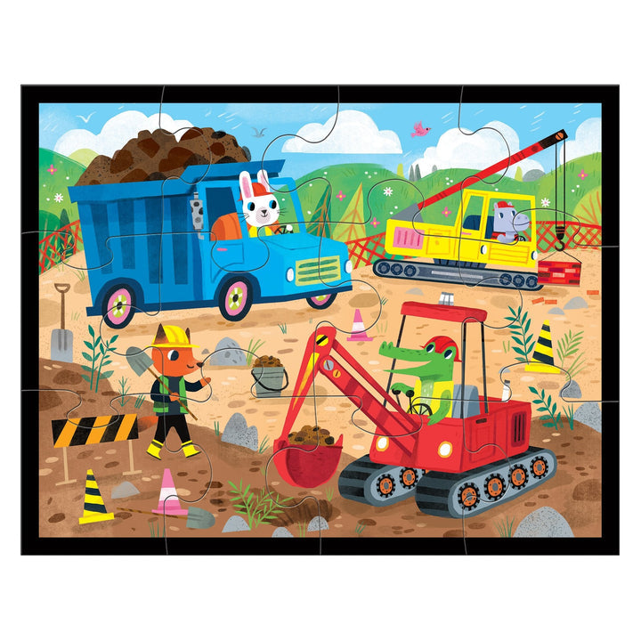 12 Pieces<br> Jigsaw Puzzle<br> Construction Site Pouch