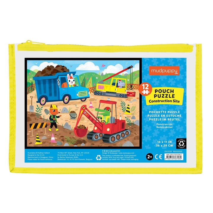 12 Pieces<br> Jigsaw Puzzle<br> Construction Site Pouch