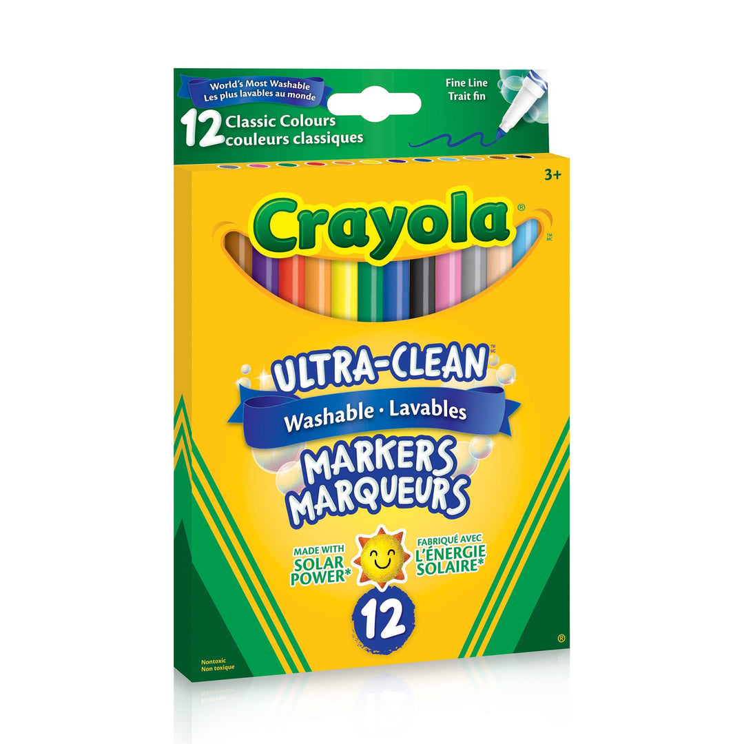 Ultra-Clean Washable Fine Line Markers, Classic Colours, 12 Count